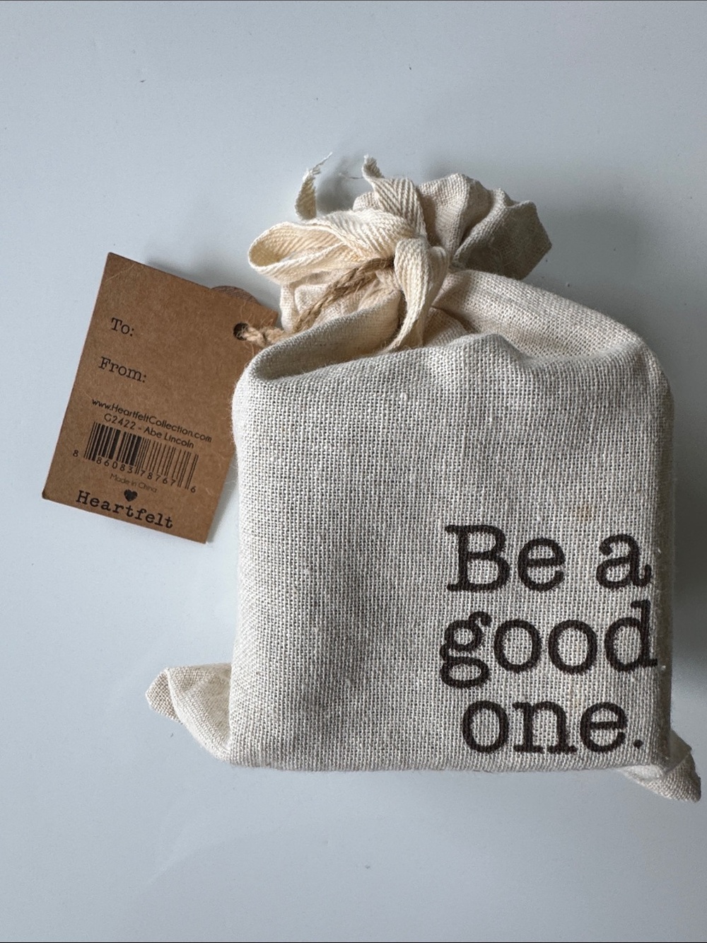 Well said Abe Lincoln Quote wooden cube in Canvas Gift Sachet